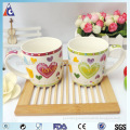 heart decorative ceramic coffee mug with full covered logo/porcelain mug
